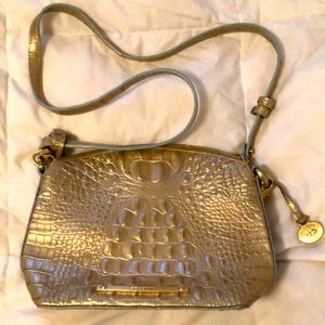 Brahmin bag gold with top zipper
